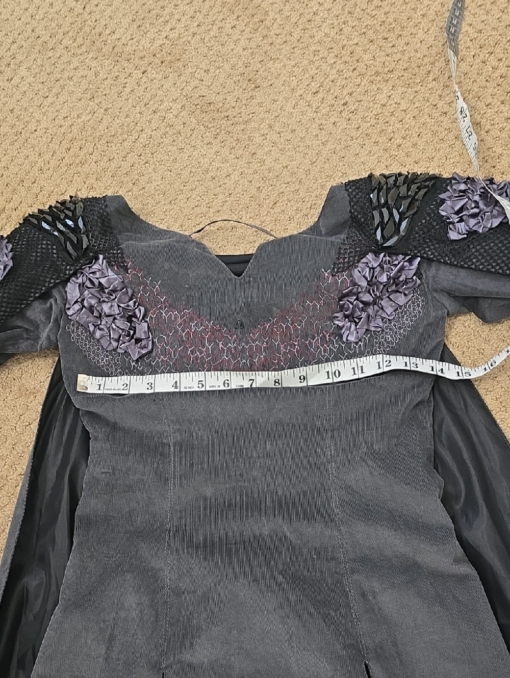 Game Of Thrones Hand Crafted, Embellished Dark Slate Gothic Dress with Cape S - Picture 7 of 11